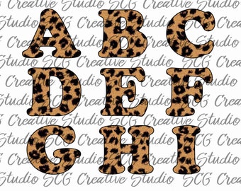 Sublimation designs downloads - Leopa rd - Letters - font -All upper and lower Case, clipart - cheetah printable graphic