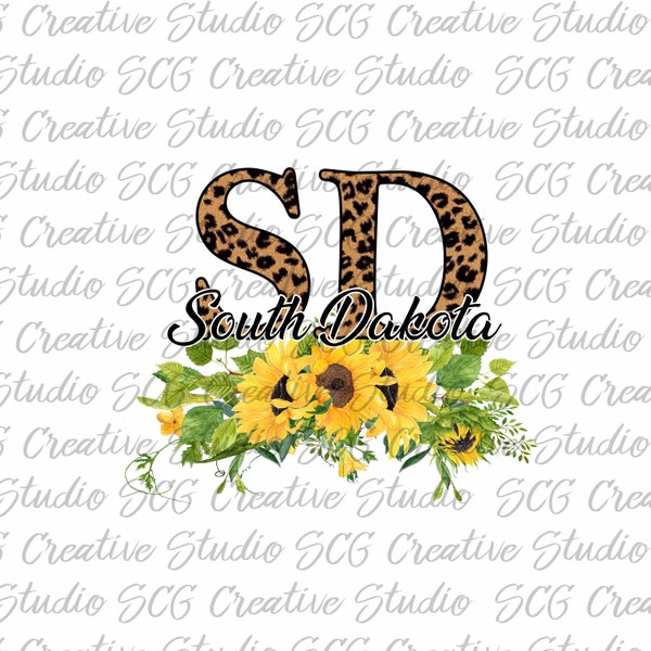 South Dakota - Sublimation designs downloads - sunflower - leopard - cheetah -floral - png - digital design - sunflowers - clipart