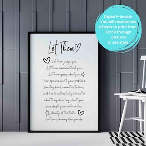 Let them wall art, Printable quote, You are enough, self love poem, Inspirational quote, Printable Digital Design, Affirmation png, Poem