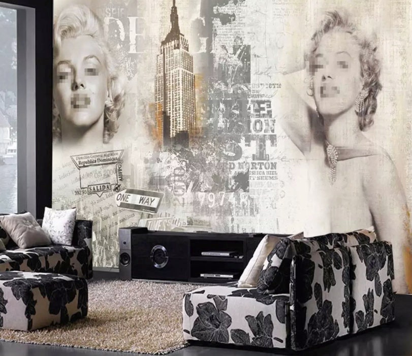 Marilyn Monroe Wallpaper Vintage Artistic Wall Mural Retro Etsy