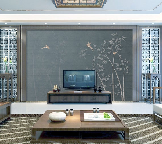 Dark Floral Wallpaper Watercolor Forest Wall Mural Chinese Home Decor Asiatic Cafe Design Living Room Bedroom