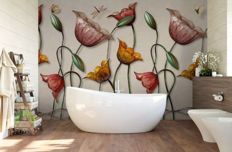 Vintage Floral Wallpaper Lotus Flower Wall Mural Retro Home Decor Cafe Design Living Room Bedroom Entryway Wall Decor Home Living Delage Com Br