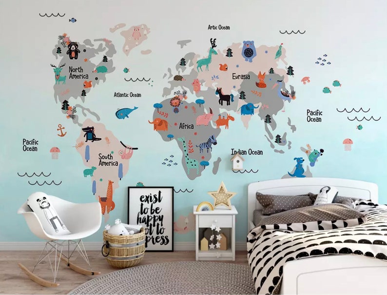 Kids Wallpaper Kids World Map Wall Mural Nursery Map Wall Decor Girls Boys Bedroom Wall Art Kindergarten Wall Paint Art Baby Room Mesmerizing Kids Bedroom Wall Murals Kids Wallpaper Kids World Map Wall Mural Nursery Map Wall Decor Girls Boys Bedroom Wall Art Kindergarten Wall Paint Art Baby Room Mesmerizing Kids Bedroom Wall Murals