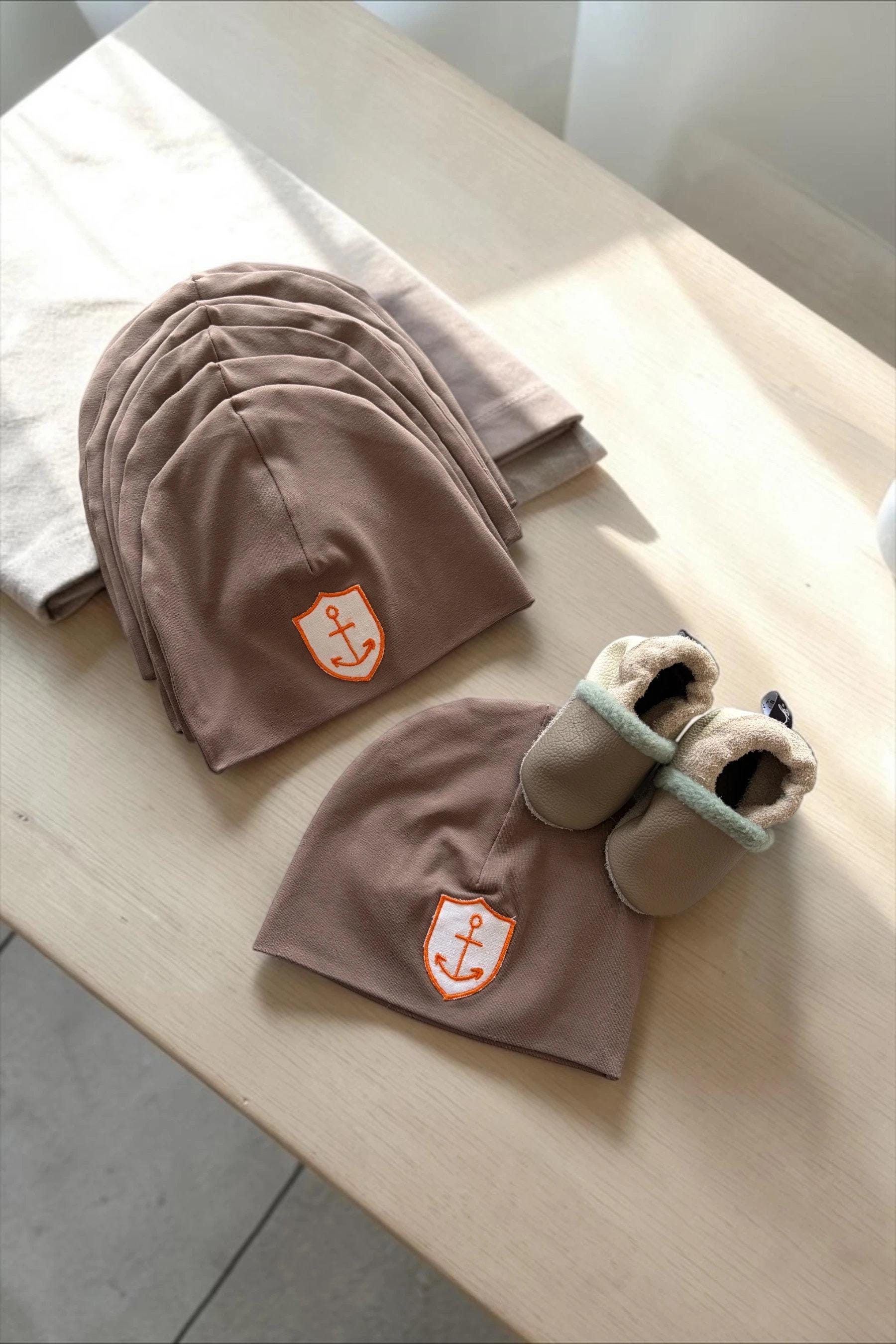 handschuhe aus wolle ÉRIBE | lange Handschuhe aus reiner Wolle - Alpine Harris Brown braun blau main image 1