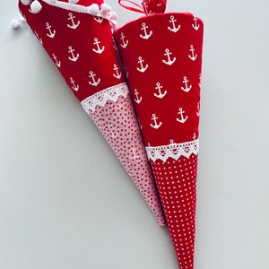 Small school cone 35 cm in red with anchors perfect as a sibling cone, preschool cone, daycare cone, candy cone or for secondary school