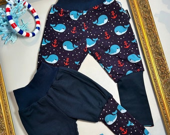 Reversible trousers "Legi" - 2in1 look, whale and anchor, maritime, wax trousers