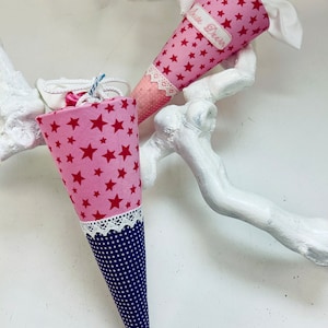 Small school cone 35 cm in pink perfect as a sibling cone, sugar cone, kindergarten cone or preschool cone with stars