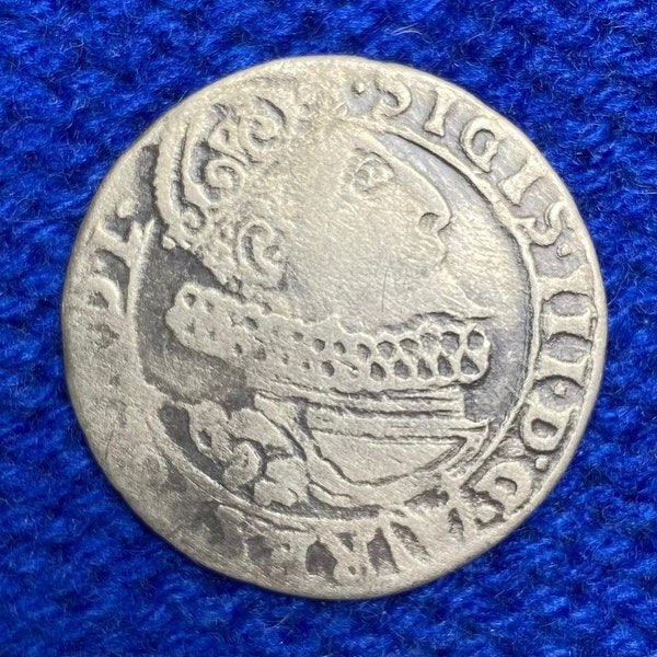 Magnifique pièce d'argent médiévale très rare 6 Groschen lituanien Zygimantas III Vaza/polonais Sigismund III Waza, Collection.