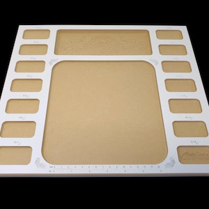 Angled view of the Acclaim Crafts Seed Beaders Dream Board showing the smooth surfaces, graphics, rounded edges, and layout.