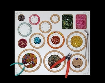 The Bracelet Beaders Dashboard! Our #40011 Wood Beading Board is a Beading Tray, Bracelet Design Board, Jewelry Board, or Bead Board.