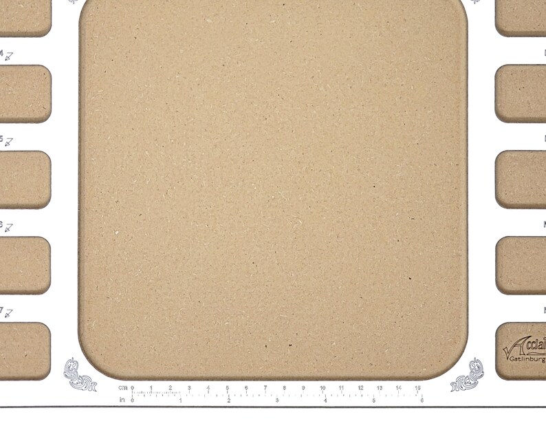 Close-up of the crisp, accurate, convenient, laser-engraved designer's ruler on the Acclaim Crafts Seed Beaders Dream Board.