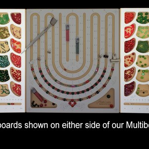 Two Bead Stringers Pocket Boards on either side of the Acclaim Crafts Multiboard, for a complete jewelry design workstation.