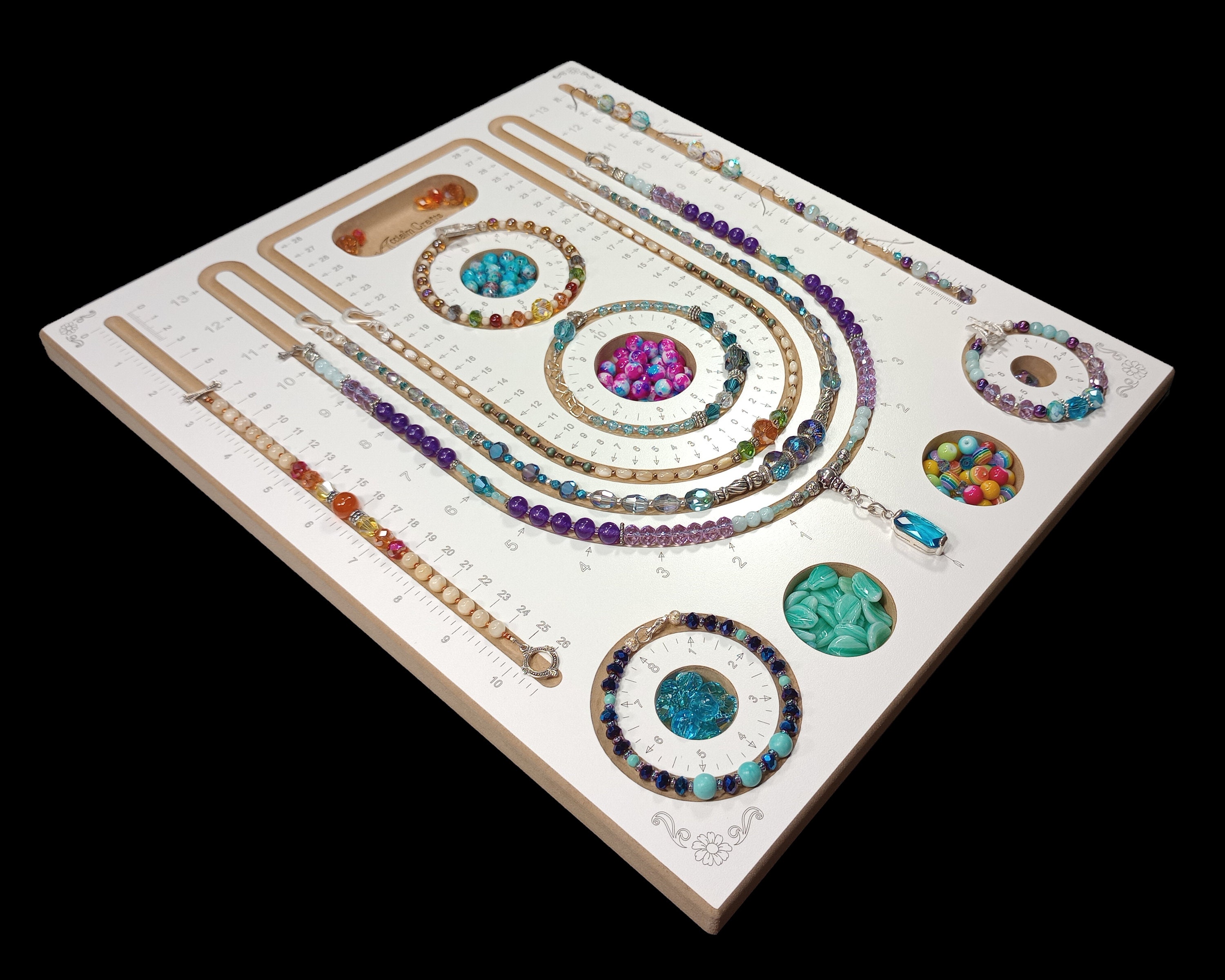 EXCEART 4 Pcs Bead Design Plate Bead Board Jewelry Design Board Bead Design  Tray DIY Craft Panel Bracelet Sizer Board Necklace Board Accessories