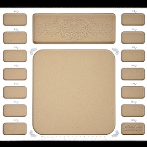 High-resolution overhead shot of the Acclaim Crafts Seed Beaders Dream Board's 14 seed bead pockets, with work and tool areas.