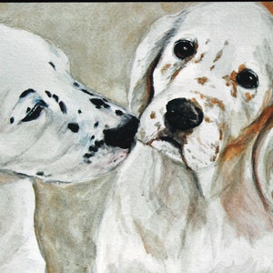 Setter anglais Puppy Dog Reproduction Art Carte postale 4x6