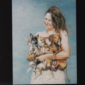 Meisje met Chihuahuas & Teckel Canine Redt Hond Art Postcard