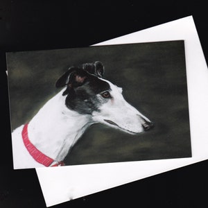Zwart-witte windhond windhond hondshond kunst notitiekaart met envelop