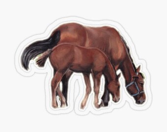 Horse Mare & Foal Equine Animal Art Clear Sticker scrapbooking crafts phone