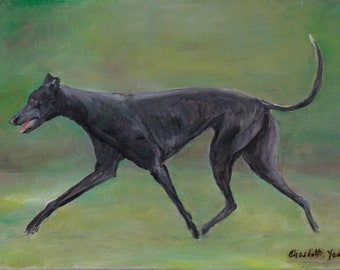 Black Greyhound Dog Art Oil Painting