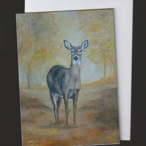 Whitetail Deer Doe Wildlife Art Reproduction Note Card 5.5x4 inch