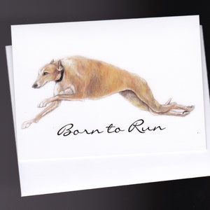 Greyhound Geboren om Canine Sighthound Dog Art Note Card 5-1/2x4 inch te rennen