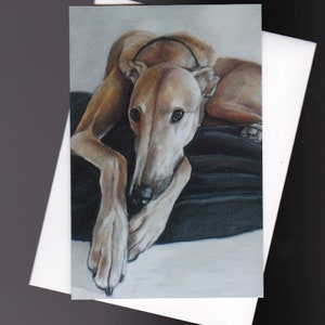 Greyhound Dog Art Windhond Canine Reproductie Notitiekaart 5-1/2x4 inch