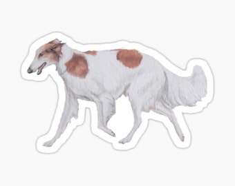 Borzoi Sighthound Canine Dog Art  Sticker 4x2.4