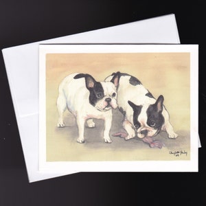 Français Bulldog Dog Art Cartes de notes faites à la main 4x5