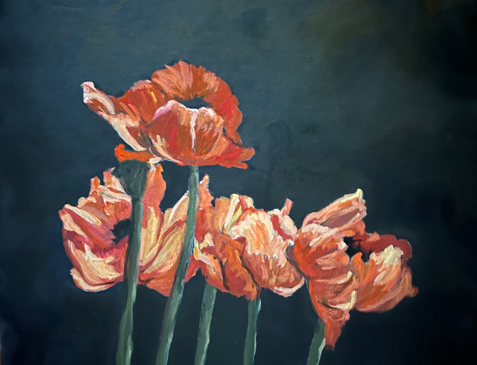 Poppies Red Flower Art Original Oil Painting 8x10 Unframed - Etsy