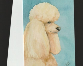 Poodle Dog Canine Art Reproduction Note Card with envelope Envelope 5x4 Inch