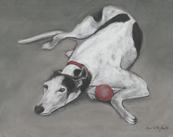 Greyhound Laying Original Dog Art PastelPainting Drawing Canine Sighthound  9x7 Inches