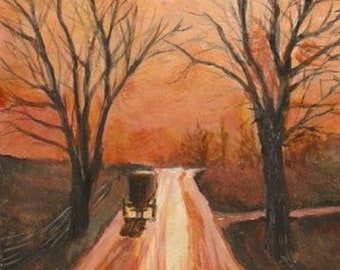 It's the Journey" Original Landscape Art Oil Painting Framed 5x7 Inch