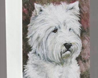 West Highland Terrier Dog Art Reproduction Note Card 5.5x4 Inch