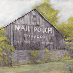 Mail Pouch Barn Colored Pencil Drawing Art Painting Signed 8x10