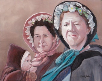 Third Generation Civil War Women Re-enactor Original Oil Painting Signed 8x10