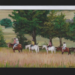 Gettysburg Battlefield Horseback Tour Reproduction Art Greeting Card 5x7 Inch