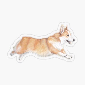 Corgi Welsh Prembroke Tan Canine Dog Art Reproductie Transparante Sticker 4x2.2