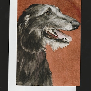 Cartão de felicitações de reprodução canina da arte do cão do Sighthound de Deerhound escocês 5x7 polegadas