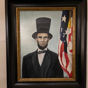 Abraham Lincoln Original President Oil Painting Portrait Art Framed 11x14 Inch image 2