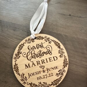 First Christmas Married Laser Cut Wooden Ornament