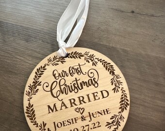 First Christmas Married Laser Cut Wooden Ornament