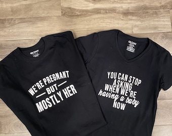 His & Her Pregnancy Announcement TShirts