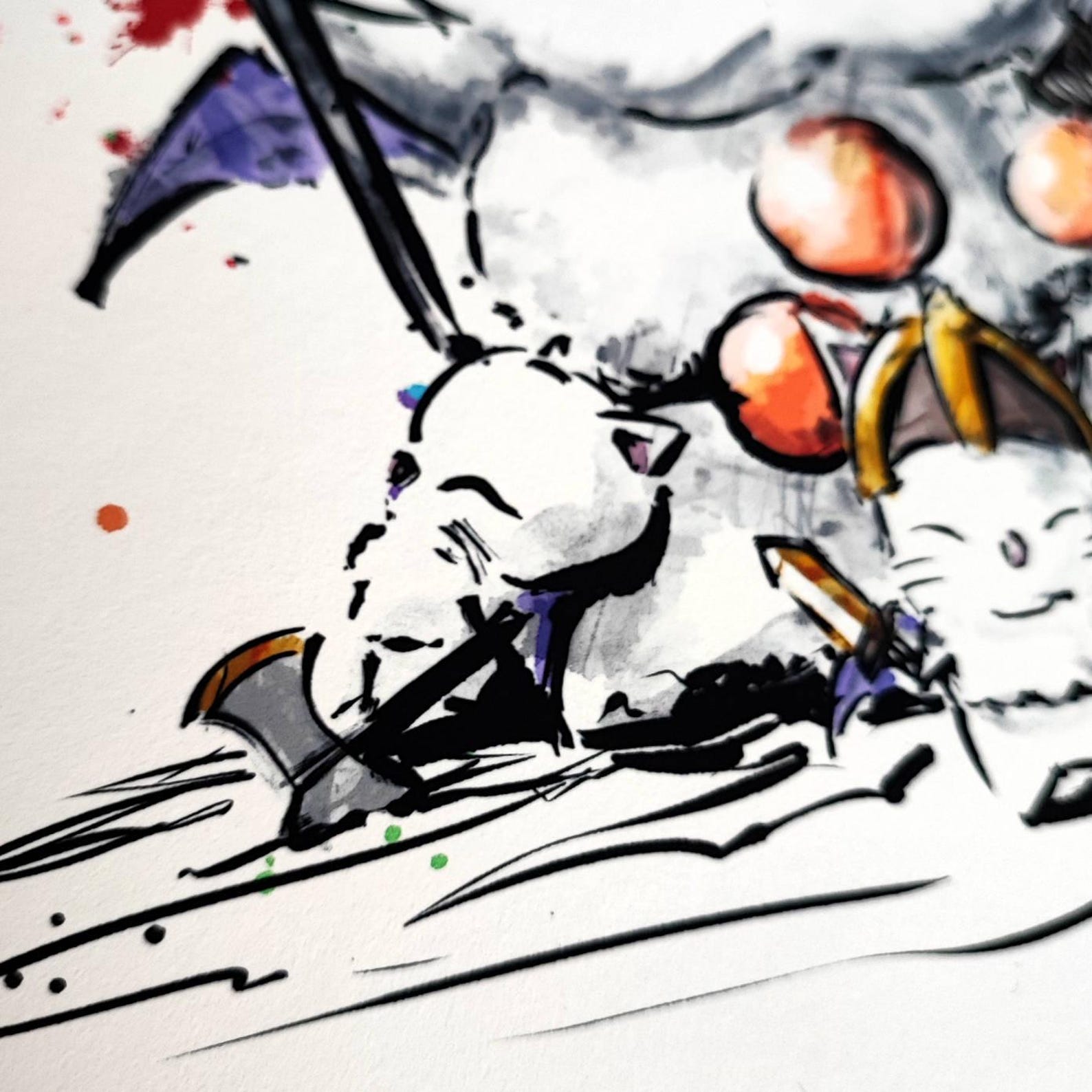 A4 Print - Final Fantasy XIV Good King Moggle Mog (moogle King) Ink ...