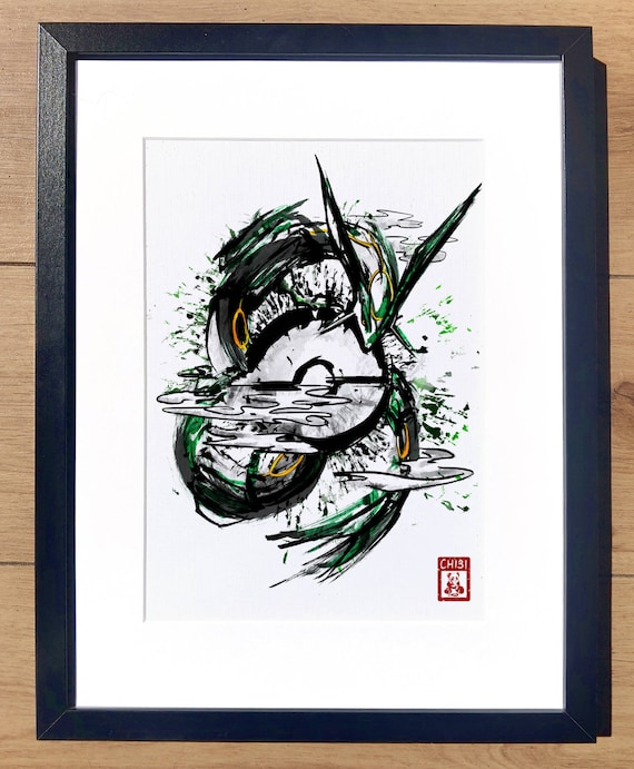 Fanart Print - Rayquaza Pokeball Pokemon Ink Print - Etsy