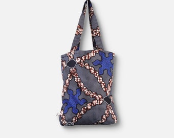 Totebag ‘Under the Sea’ | canvas lining | optional matching keyfob | multicolored print | unique and handmade | African wax fabric