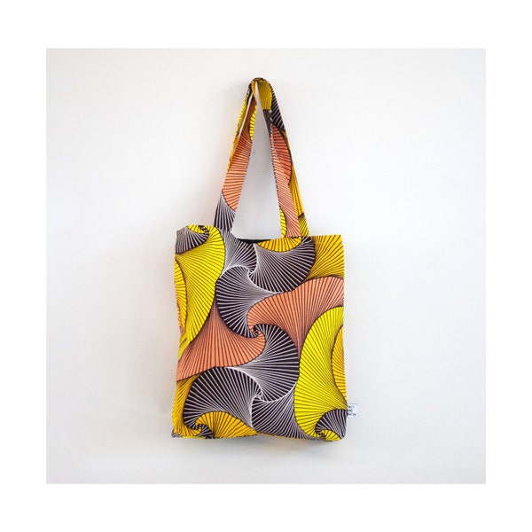 Totebag 'Golden Ratio' | Afrikanischer Wachsstoff | Leinwand-Futter | einzigartige | handgefertigte | mehrfarbige druck| rosa gelbbraun | Grafikdruck