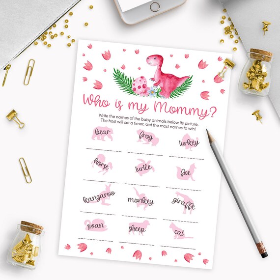 Download Free Who Is My Mommy Dinosaur Footprint Printable Baby Shower Etsy SVG Cut Files