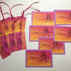 6 x invitation cards + 6 gift tags for children&#39;s birthday girls