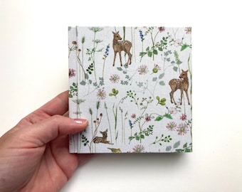 Notizbuch Tagebuch Reh Mini kleines Tagebuch 12,5x12,8 cm Tiere Waldtiere