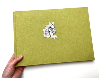 Fotoalbum Pferd Kinderalbum Horse Leinen Photobook Handmade Kinderalbum Album für Kinder